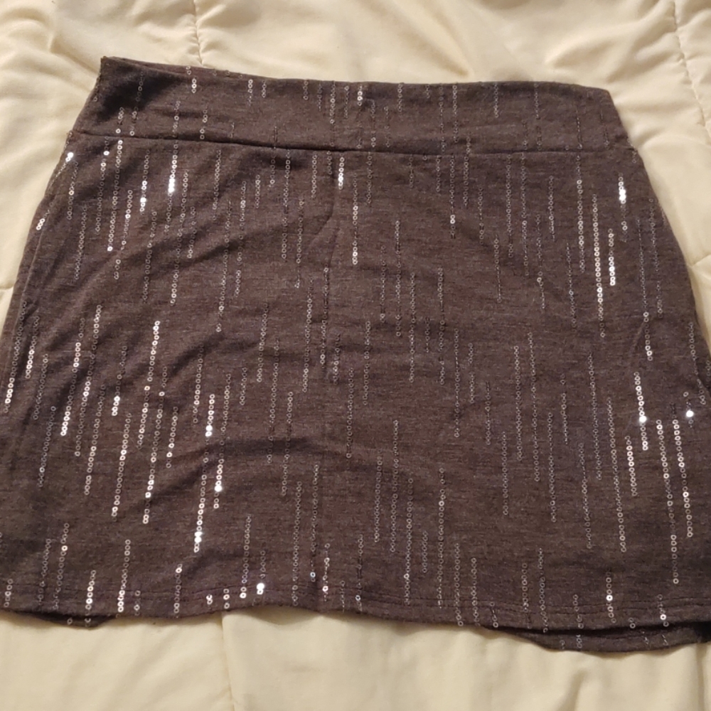 Chocolate Sequin Skirt, Grey, Large